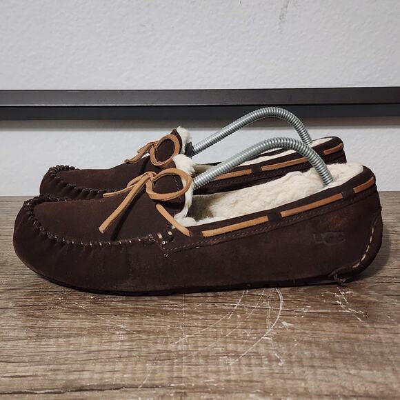 UGG Other - UGG Olsen Men's Suede Shearling Lined Moccasin Slippers Shoes Size 10 Brown